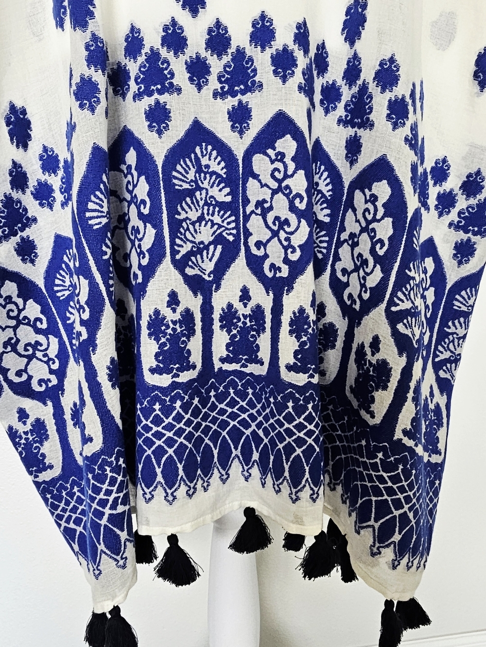 J Crew Blue & White Boho Beach Kimono Cover-Up - Picture 3 of 9